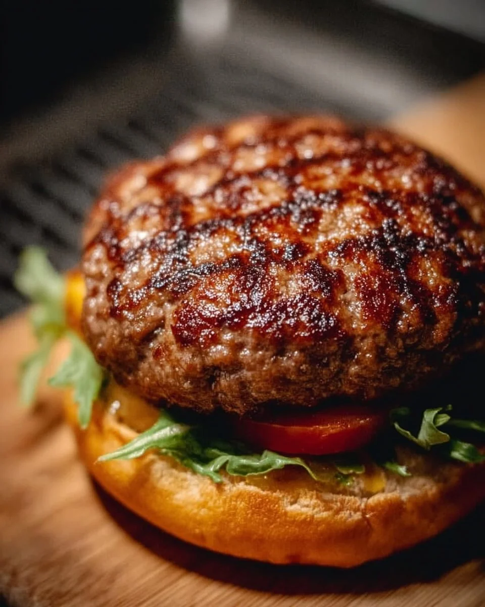 Luftfritteusen-Burger serviert mit frischem Gemüse und Saucen