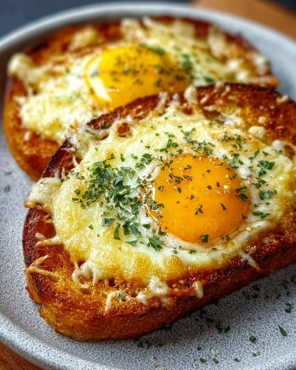 Luftfritteusen-Ei-und-Käse-Toast mit geschmolzenem Käse