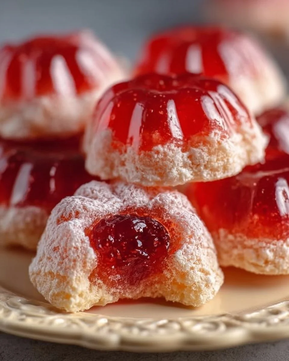 Marmeladen-Küsschen vom Blech auf einem schönen Teller präsentiert