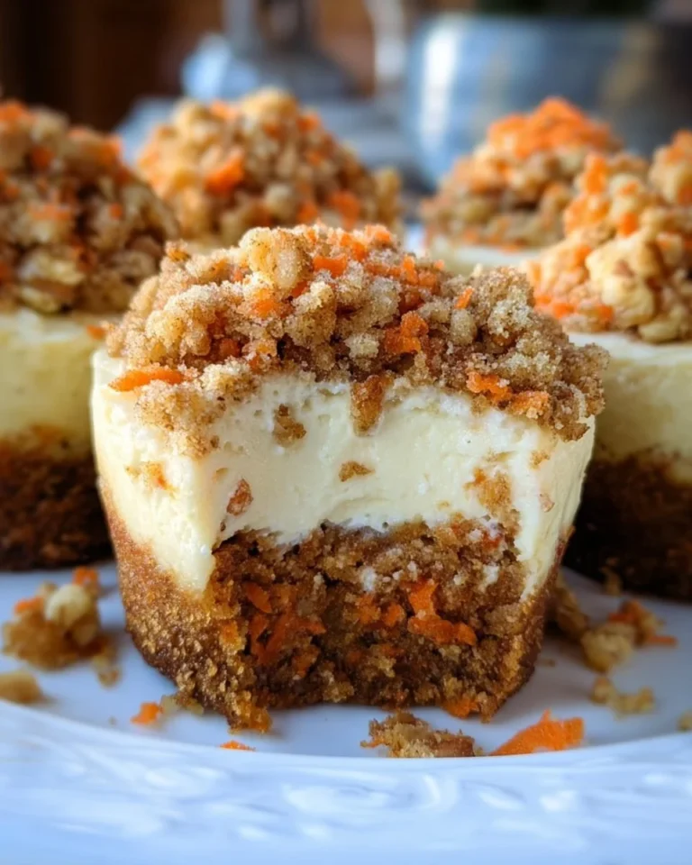 Mini-Möhrenkuchen-Cheesecakes auf einem Teller mit Dekoration