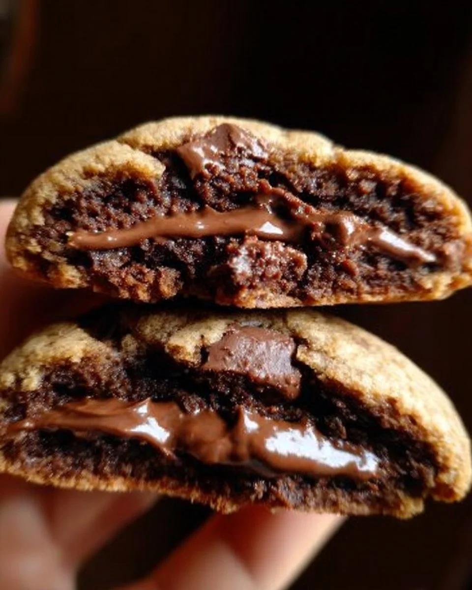 Saftige Nutella gestopfte Schokoladenkekse auf einem Teller