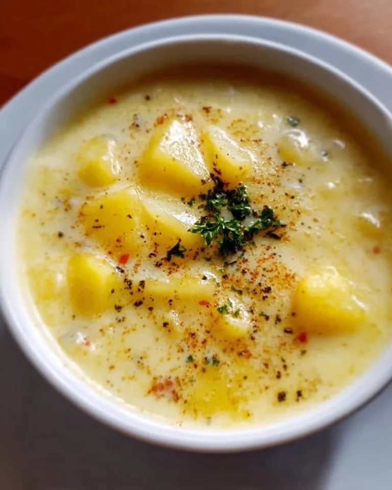 Omas hausgemachte Kartoffelsuppe in einer Schüssel serviert