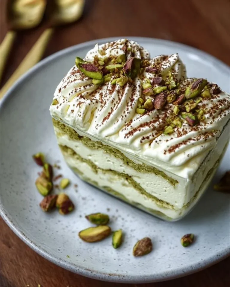 Pistazien-Mascarpone-Dessert ohne Alkohol mit frischen Pistazien und Mascarpone