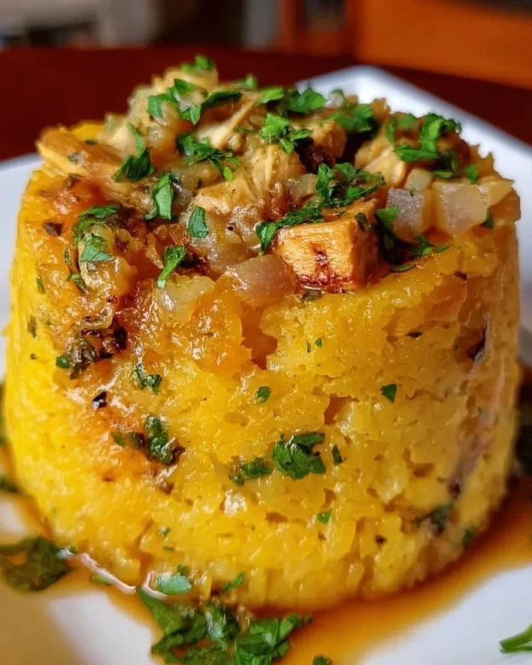 Leckeres Puerto Rican Mofongo mit Hühnchen - traditionelles Gericht ohne Schweinefleisch