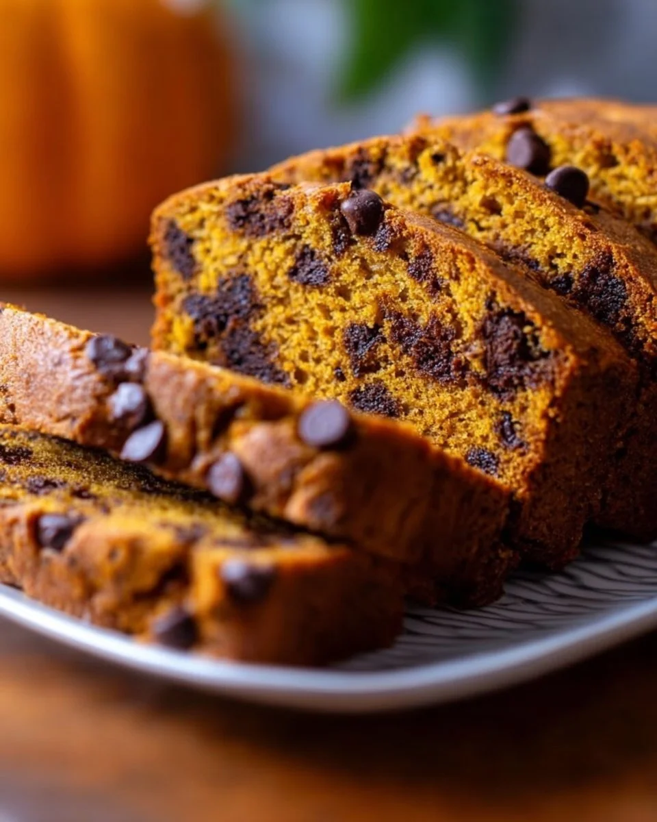 Frisch gebackenes Pumpkin Chocolate Chip Bread mit Schokoladenstückchen