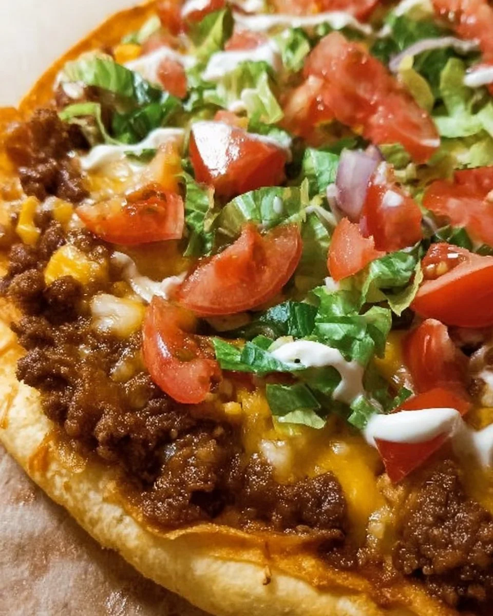 Leckere Taco Pizza mit Tex-Mex-Geschmack und deftigem Belag
