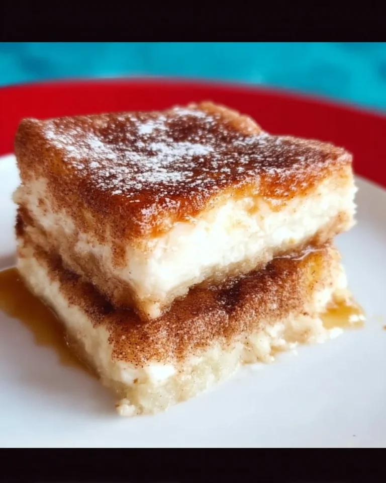 Süße mexikanische Sopapilla-Käsekuchen-Riegel auf einem Teller serviert.