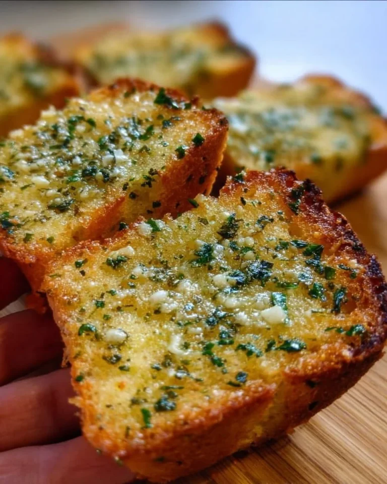Frisch gebackenes Sauerteig-Knoblauchbrot auf einem Holzbrett