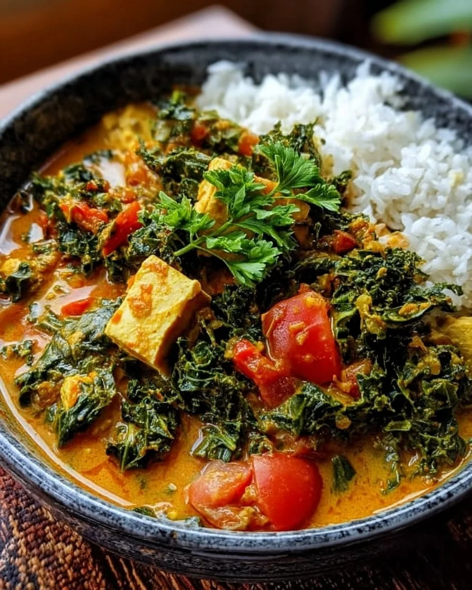 Veganes Grünkohl-Curry mit frischen Zutaten und Gewürzen