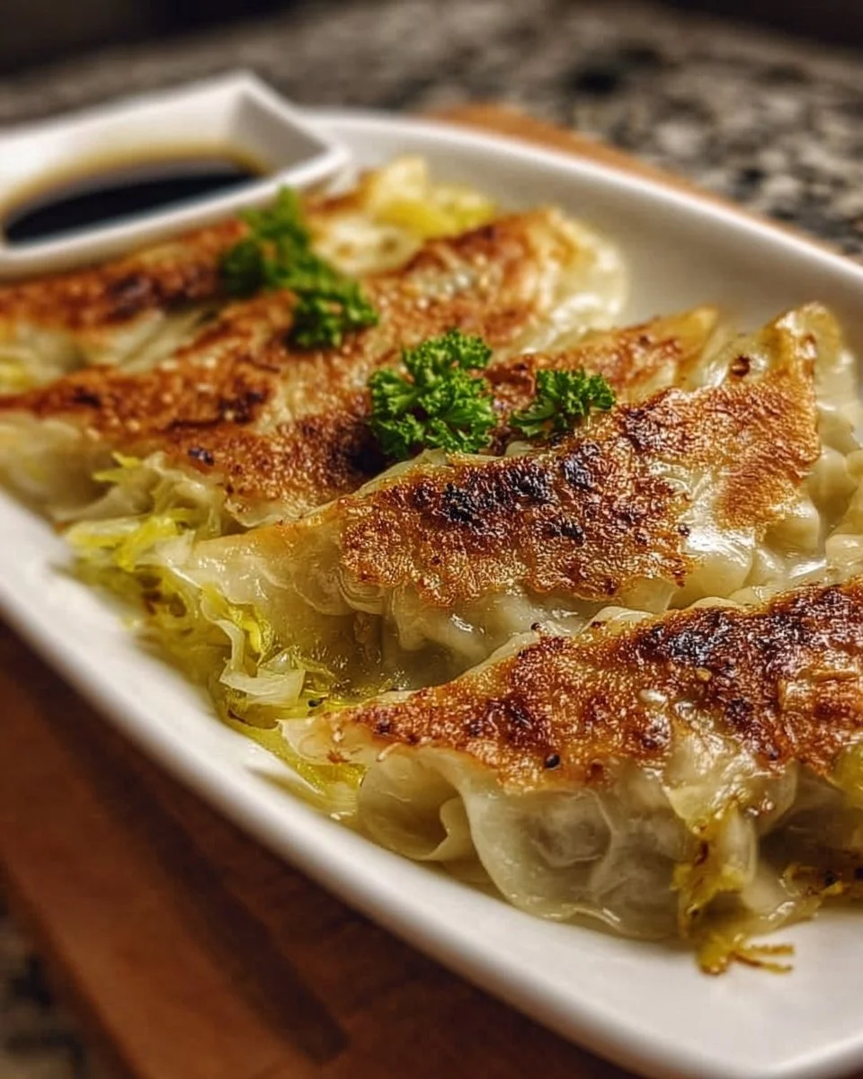 Leckere vegetarische Maultaschen auf einem Teller angerichtet