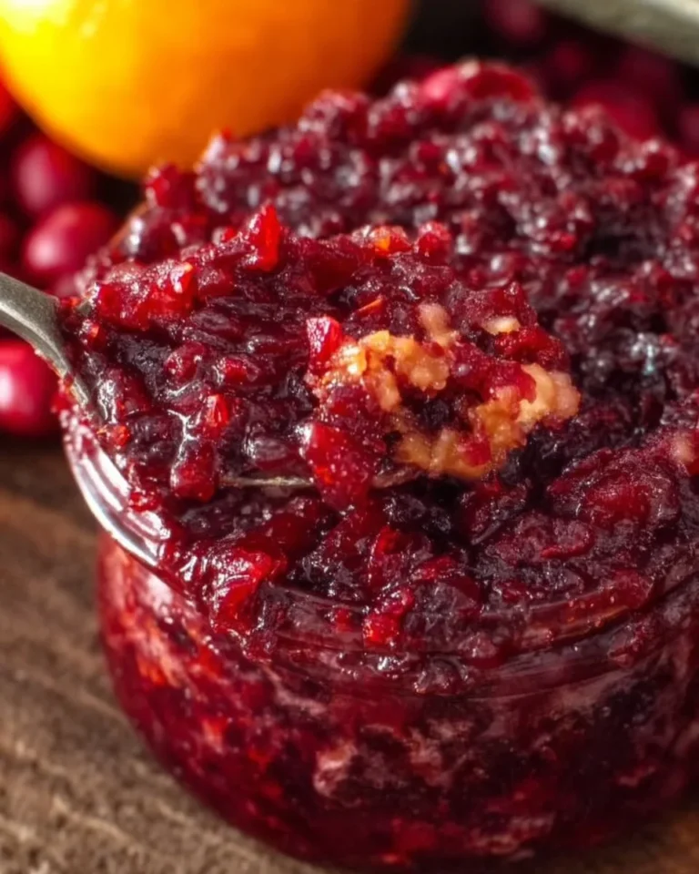 Vintage Frischer Preiselbeer-Orange Relish in einem Glas