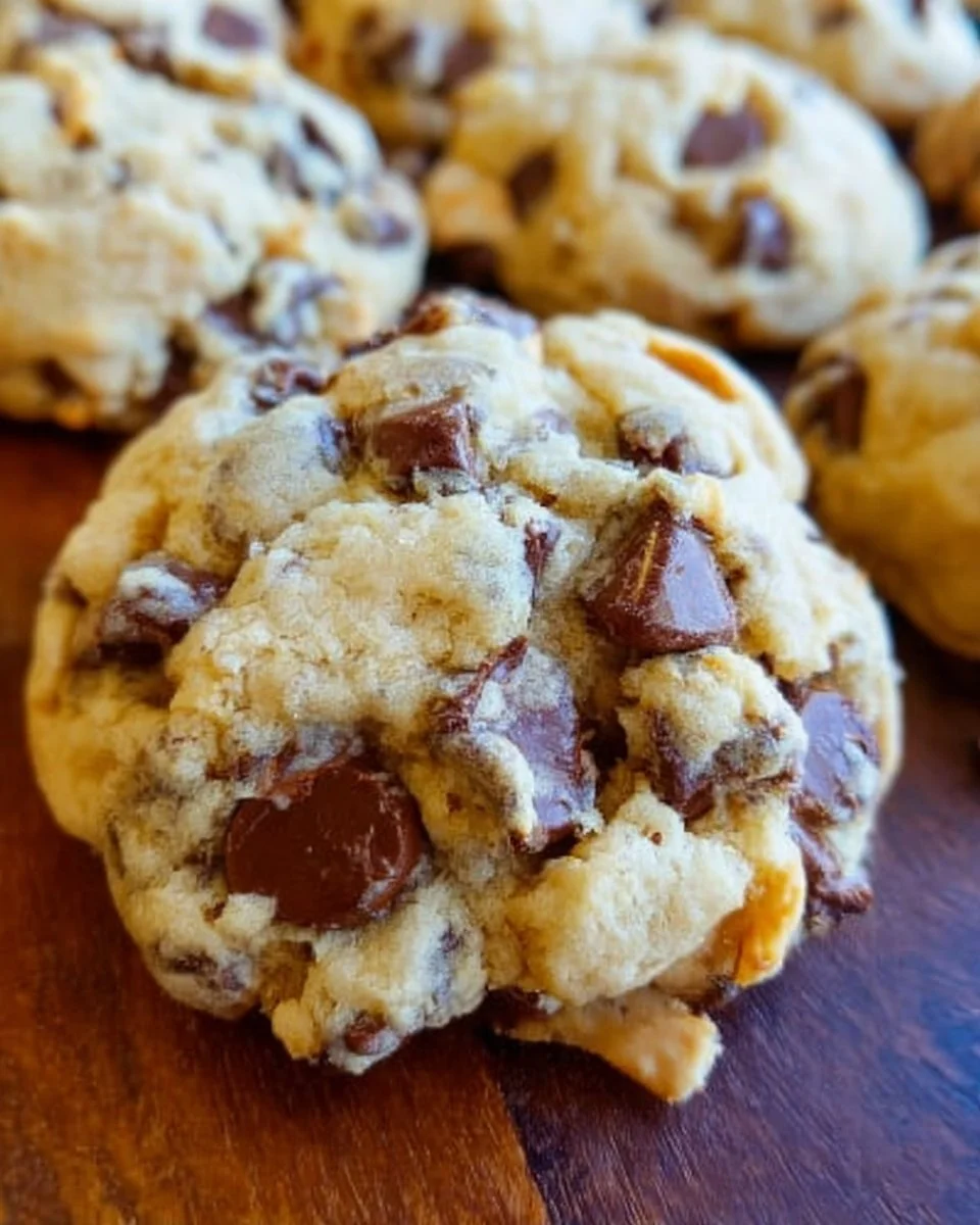 Weiche Cream Cheese Kekse mit Schokoladenstückchen auf einem Teller