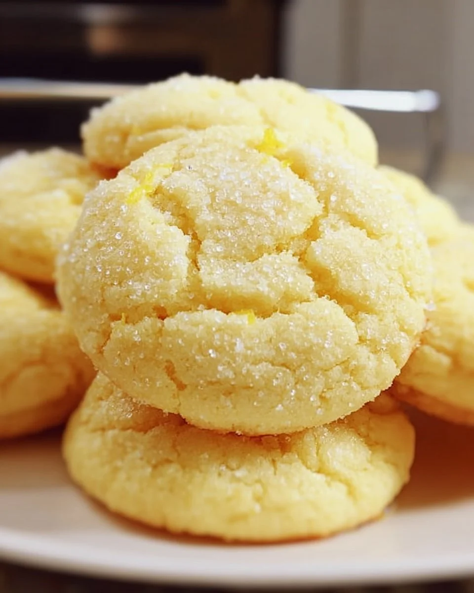 Weiche Zitronen-Kekse aus Kuchenmischung auf einem Teller