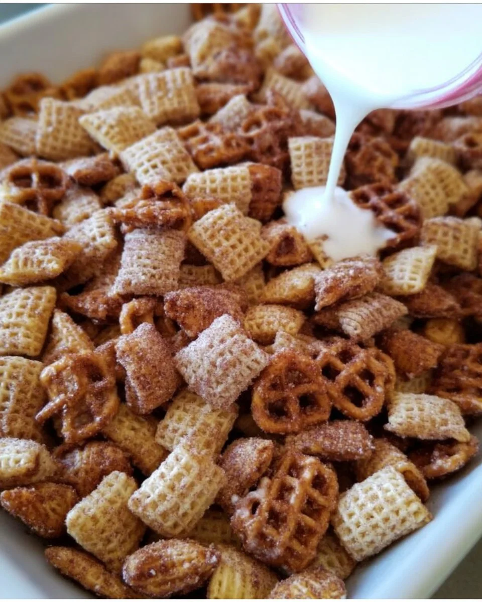 Weiße Schokoladen-Churro-Snackmischung in appetitlicher Präsentation