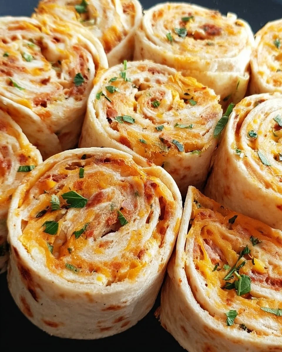 Würzige Tortilla Rollen auf einem Teller serviert