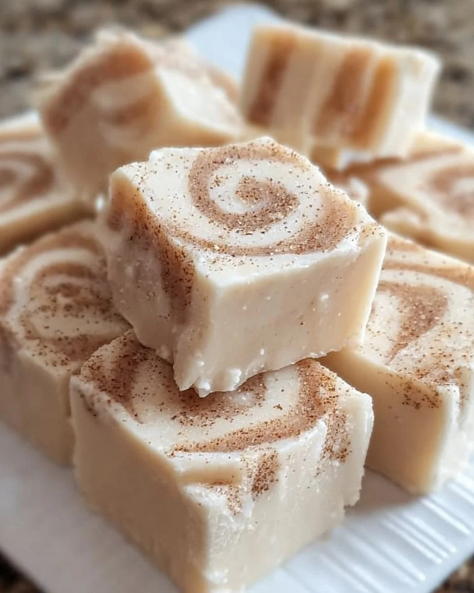 Zimtschnecken-Fudge mit Zimt und Schokolade in einem dekorativen Geschirr
