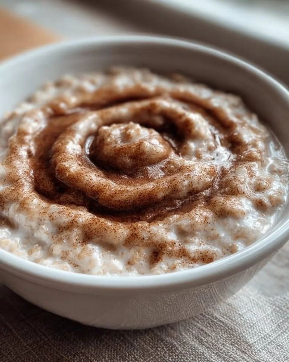 Schale mit Zimtschnecken-Porridge, ein leckeres Frühstücksrezept.