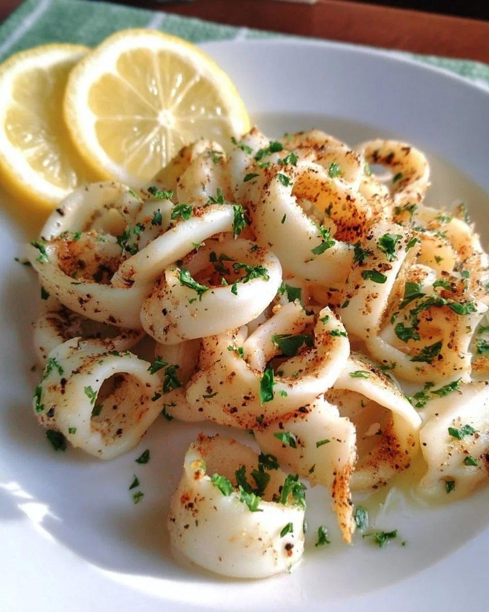 Zitronenpfeffer gegrillte Calamari auf dem Grill