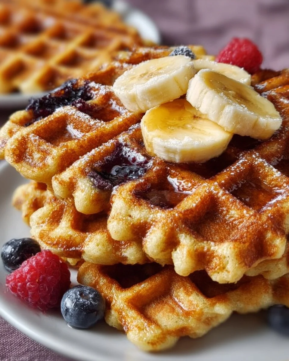 Zuckerfreie Bananenwaffeln auf einem Teller