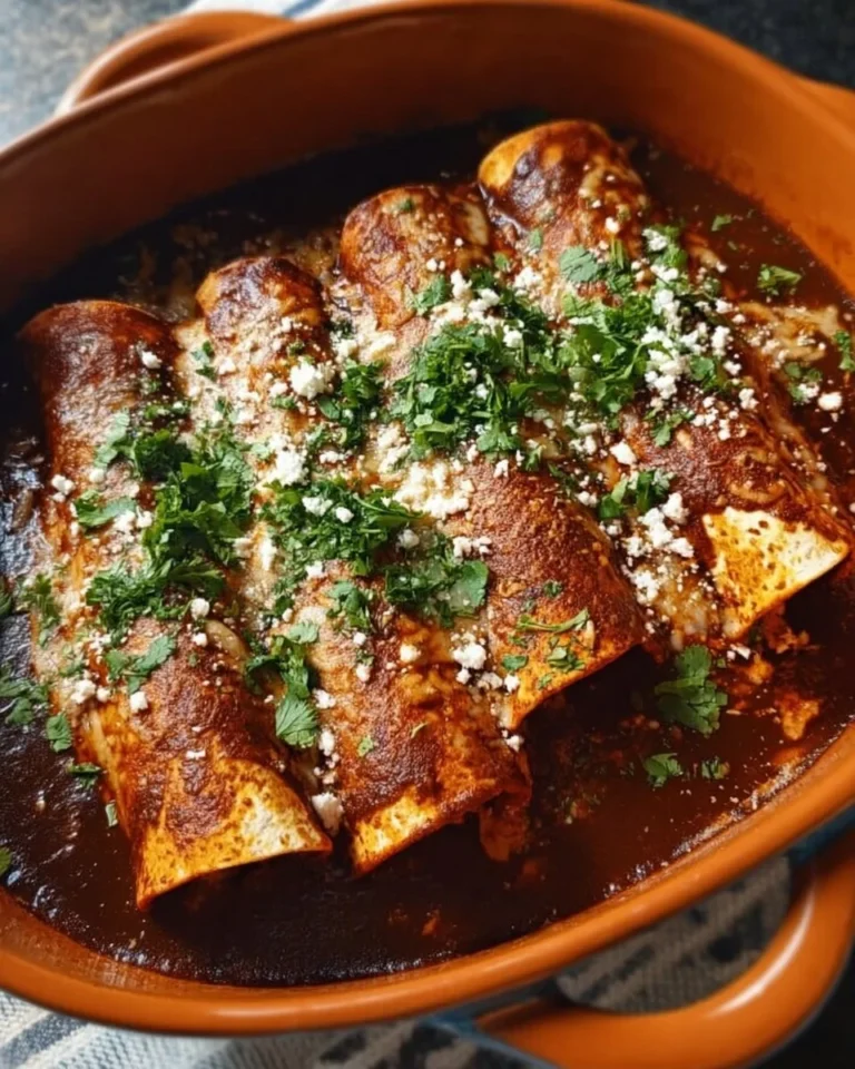 Authentische Mole-Enchiladas mit reichhaltiger Sauce und frischen Zutaten.