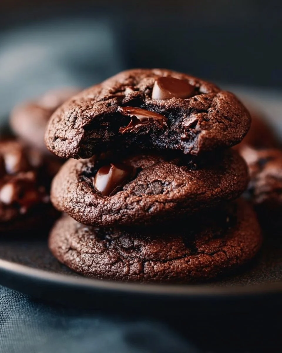 Leckere doppelte Schokoladenkekse auf einem Teller