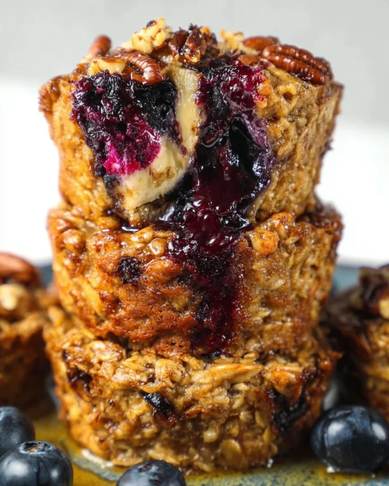 Blaubeer-Bananen-Tassen aus Backhaferflocken frisch serviert