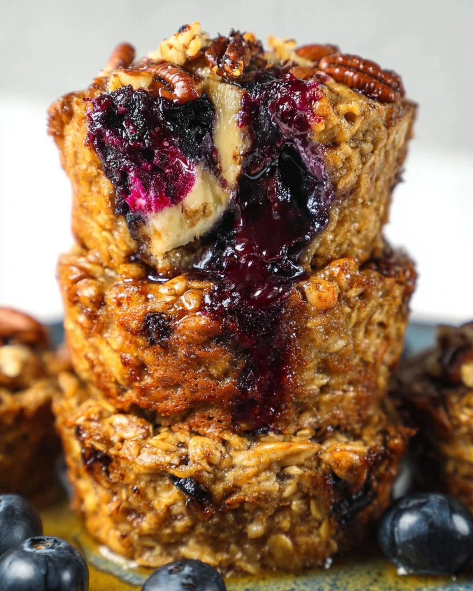 Blaubeer-Bananen-Backhaferflocken-Tassen