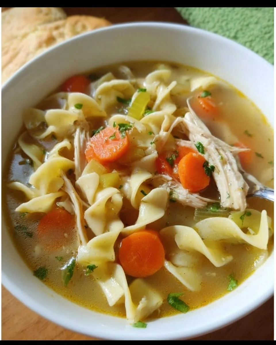 Brathähnchen-Nudelsuppe