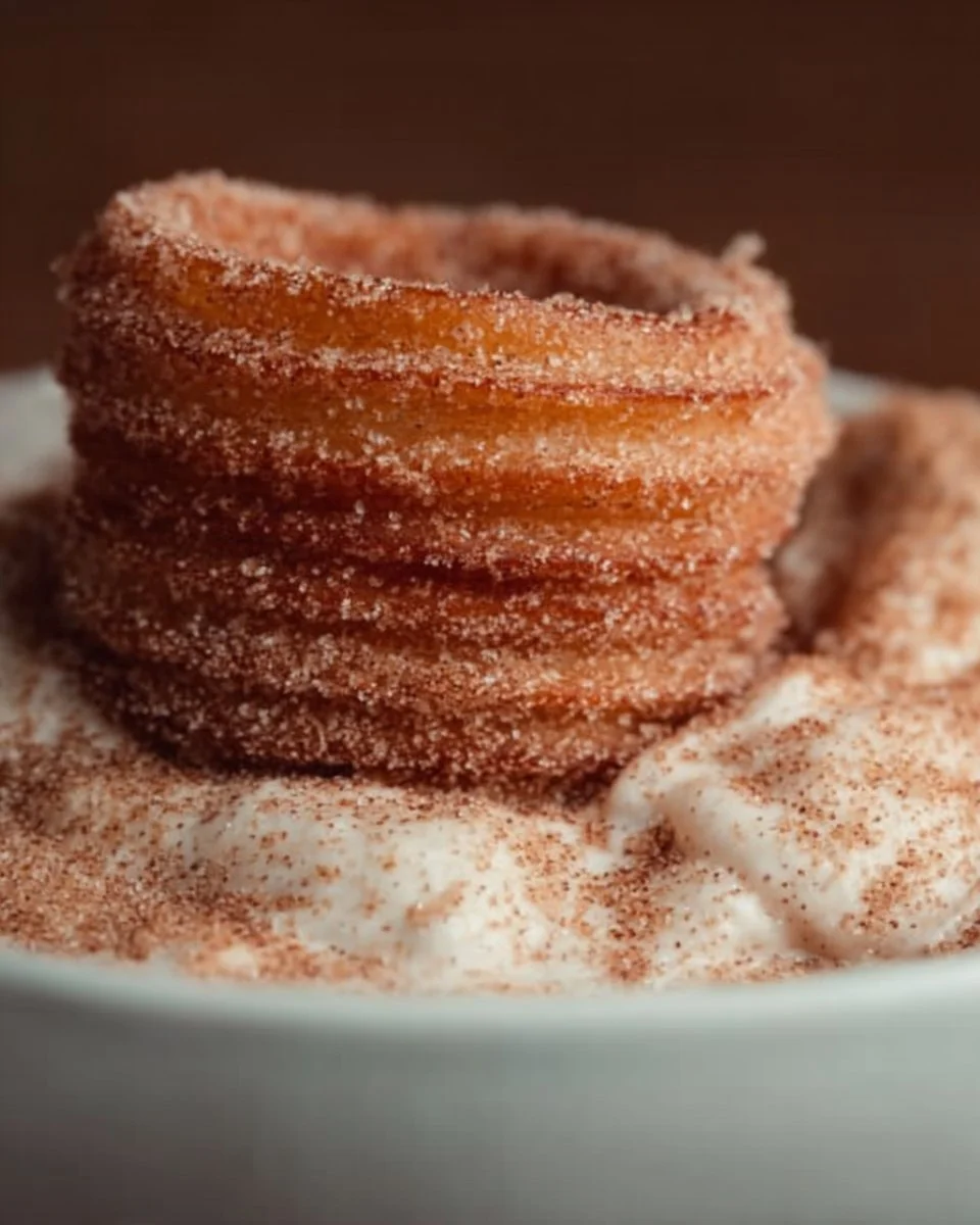 Delikater Churro-Eisbecher mit Eiscreme und knusprigen Churros