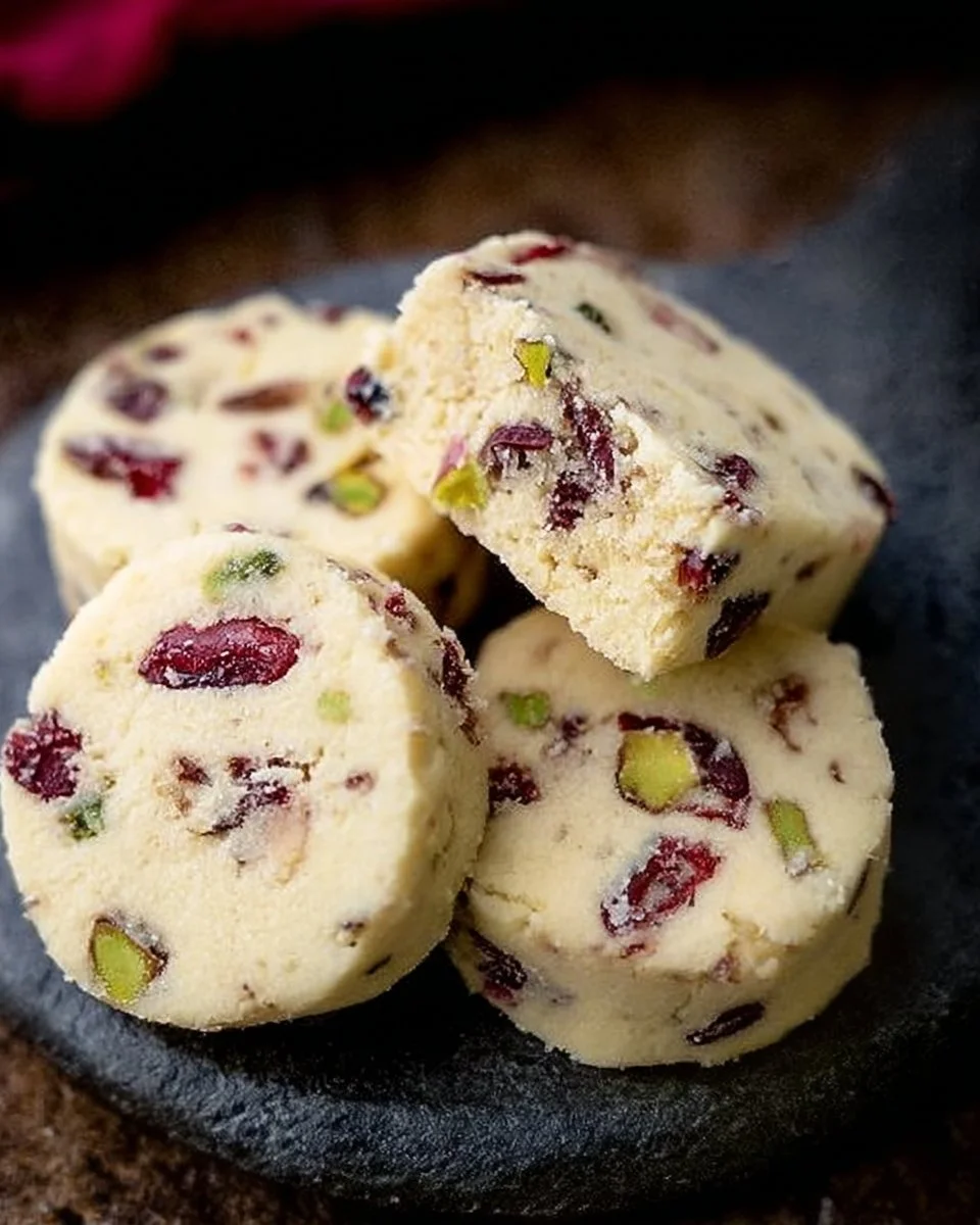 Cranberry Pistazie Shortbread mit weißer Schokolade und Nüssen
