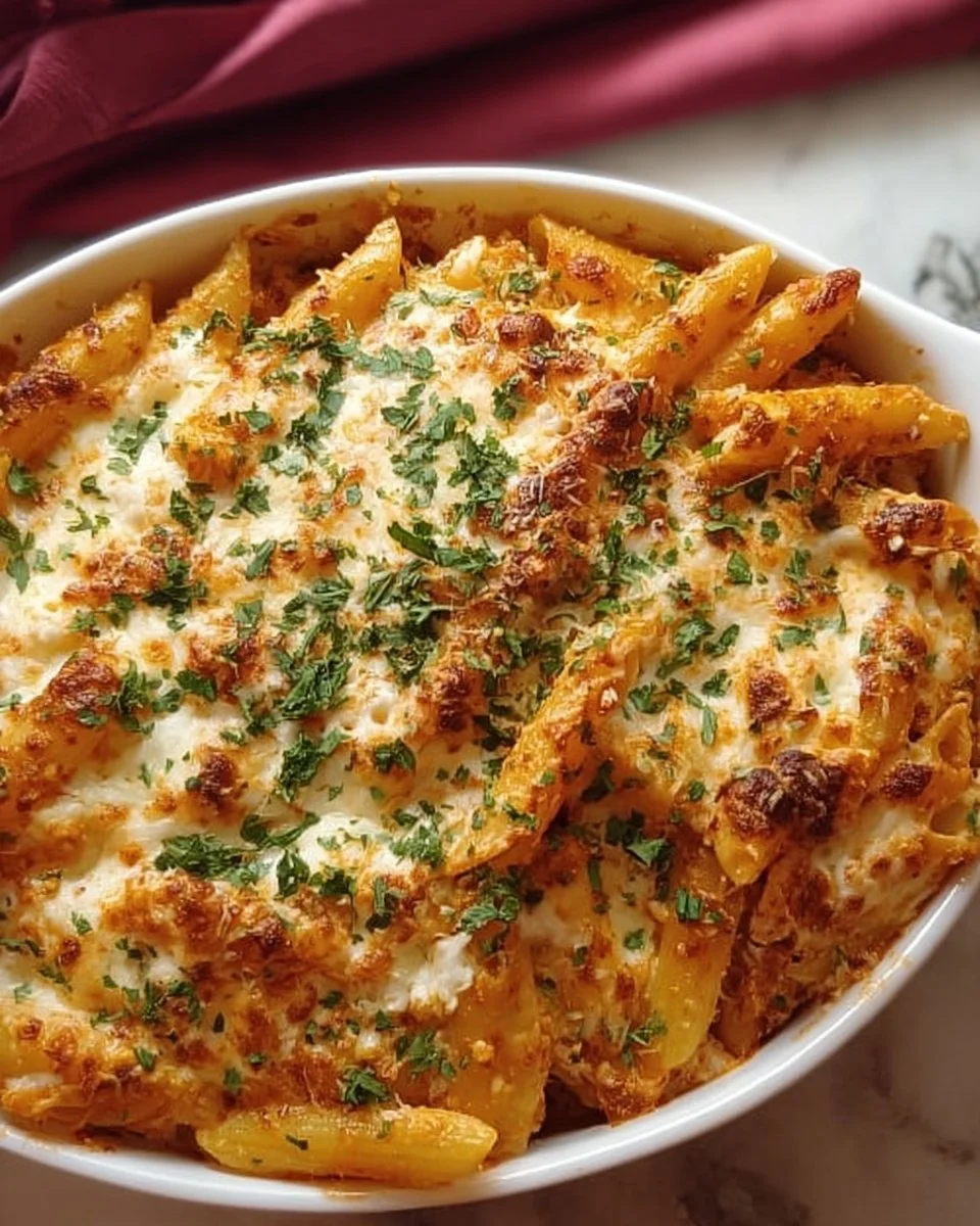 Creamy Baked Mostaccioli With Ricotta