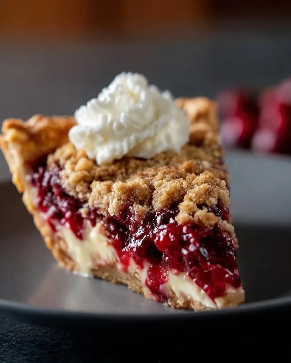 Cremige Cranberry-Krümel-Torte mit frischen Cranberries und knusprigen Krümeln.