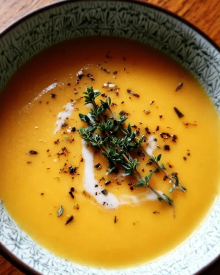 Cremige geröstete Butternut-Kürbis-Suppe in einer Schüssel serviert