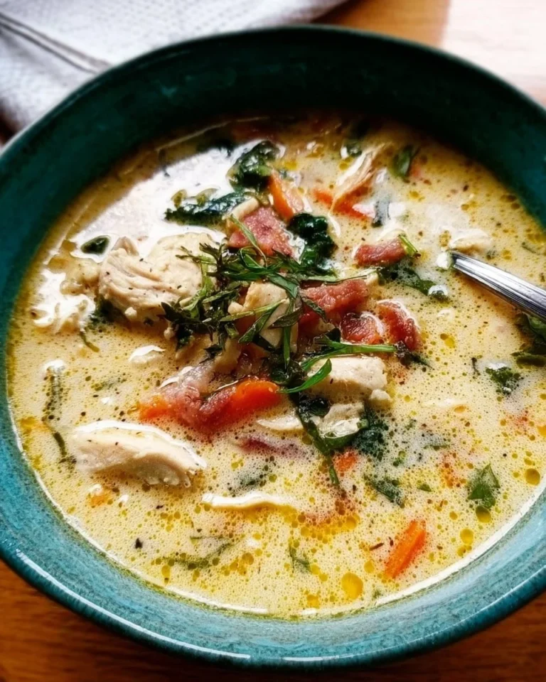 Cremige Ranch-Hühnchensuppe in einer Schale mit frischen Kräutern