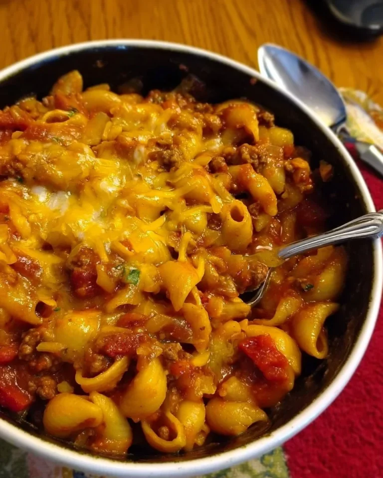 Ein Topf Chili-Mac Käse mit frischen Zutaten