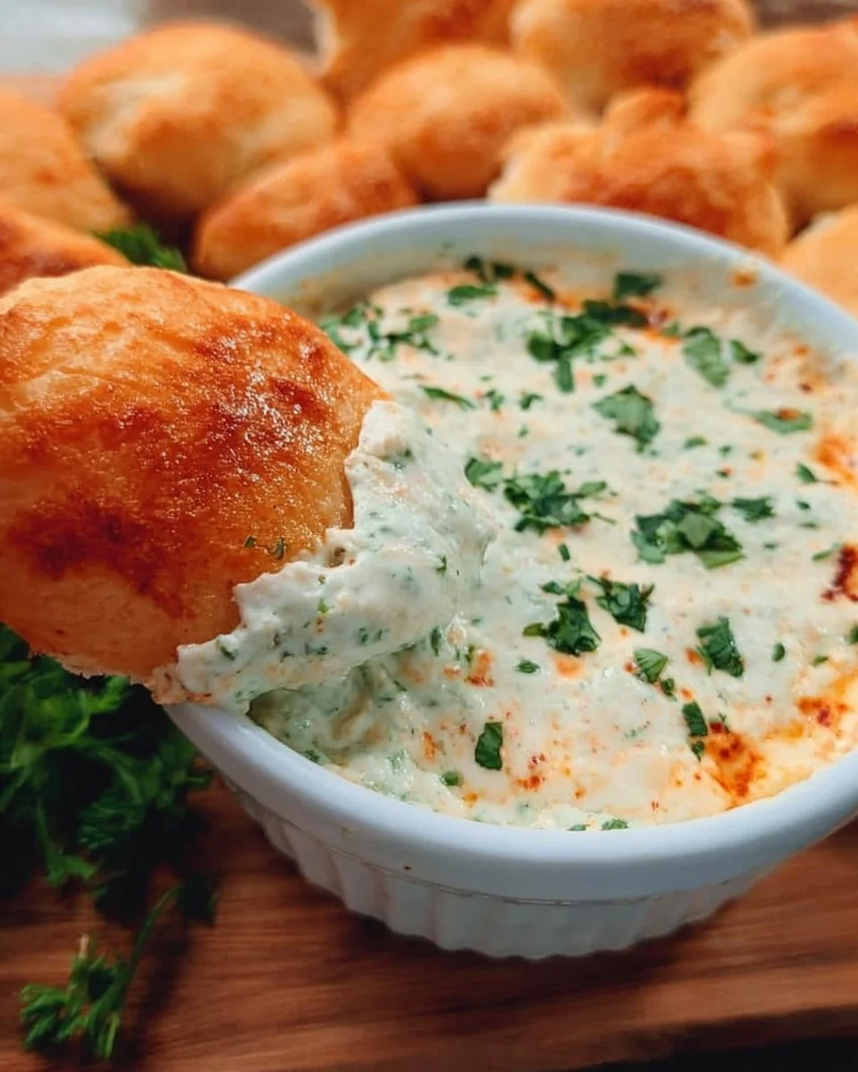 Leckeres Empanada-Dip serviert in einer Schüssel mit frischem Gemüse