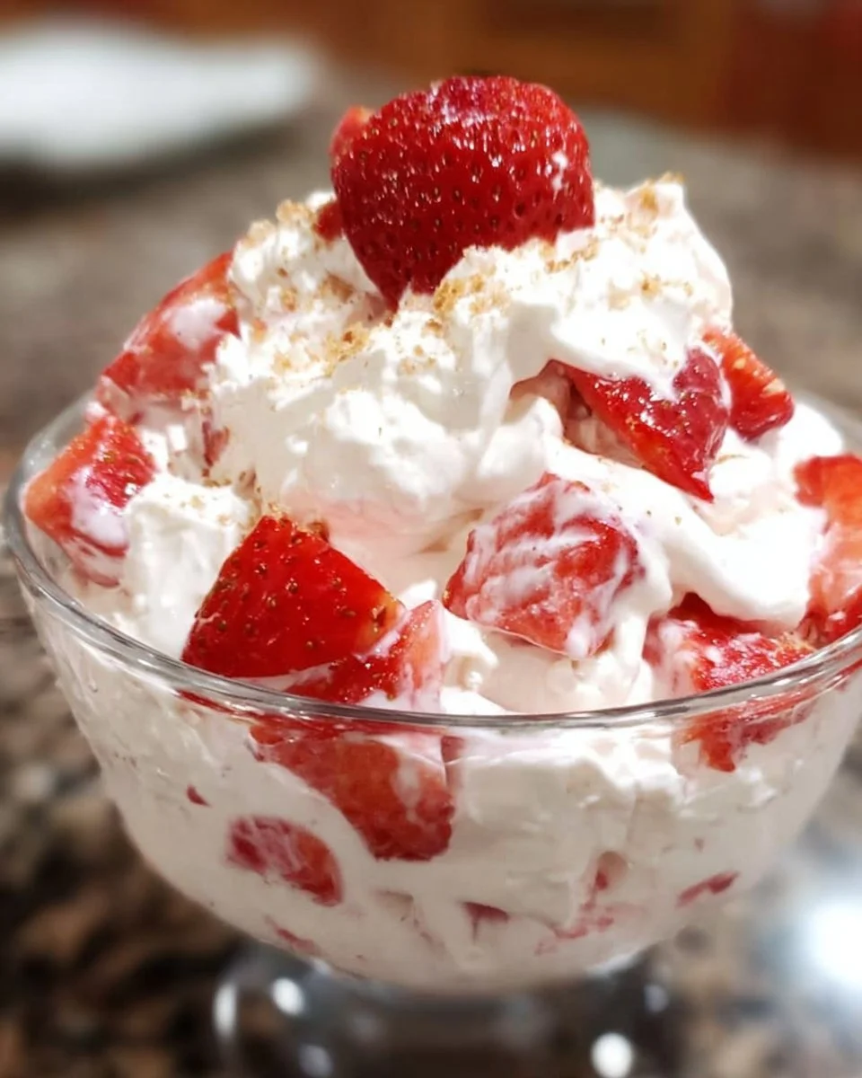 Erdbeer-Käsekuchen-Fluff – ein köstliches Dessert mit Käsekuchen und frischen Erdbeeren