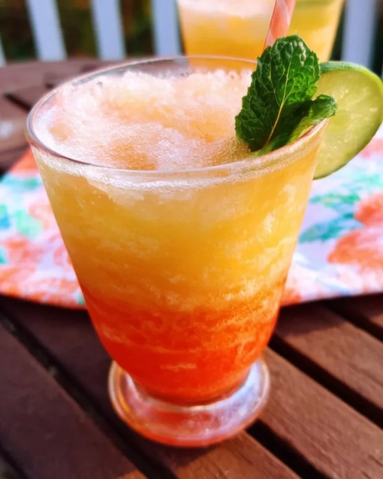 Gefrorene Bahama Mama Cocktail mit fruchtigen Zutaten in einem Glas