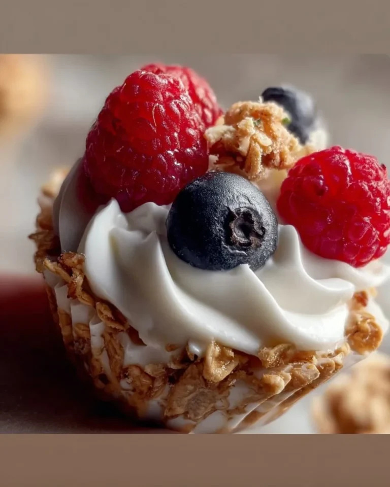 Gefrorene Joghurt-Granola-Becher mit frischen Früchten und Nüssen