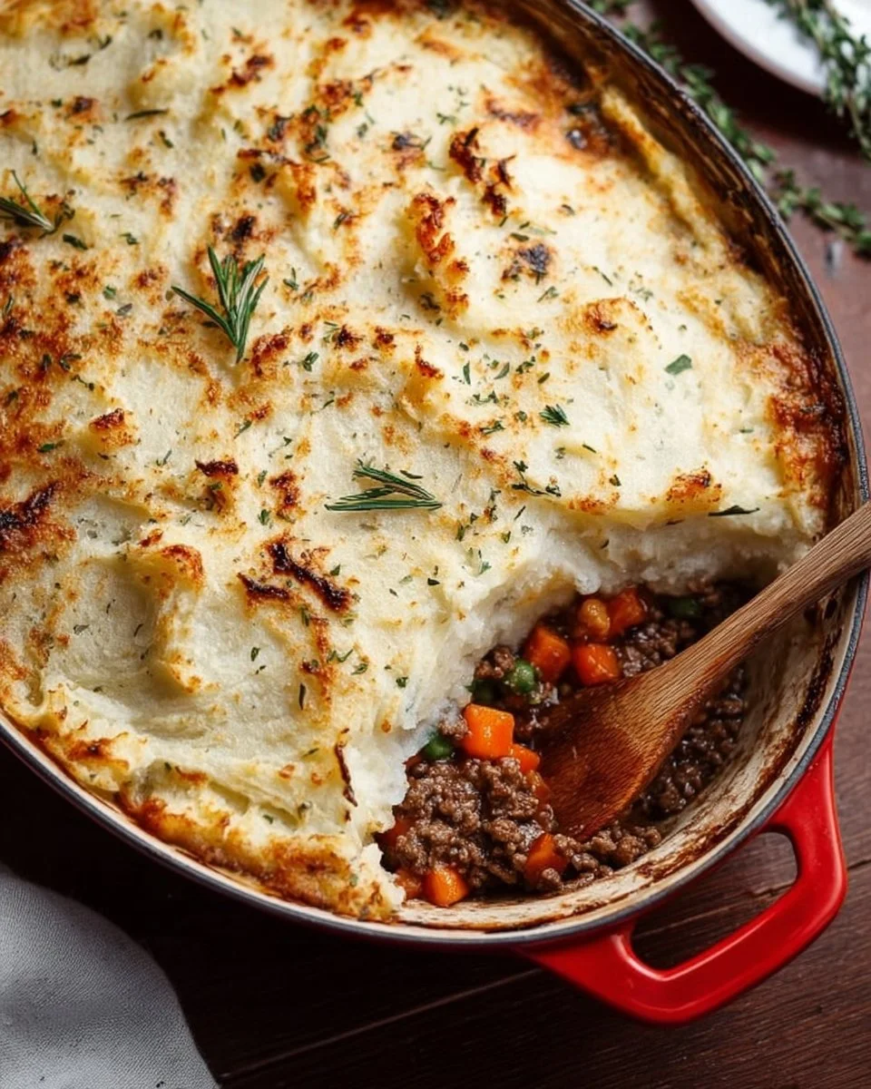 Gesunde Shepherd's Pie mit frischen Zutaten und magerem Fleisch