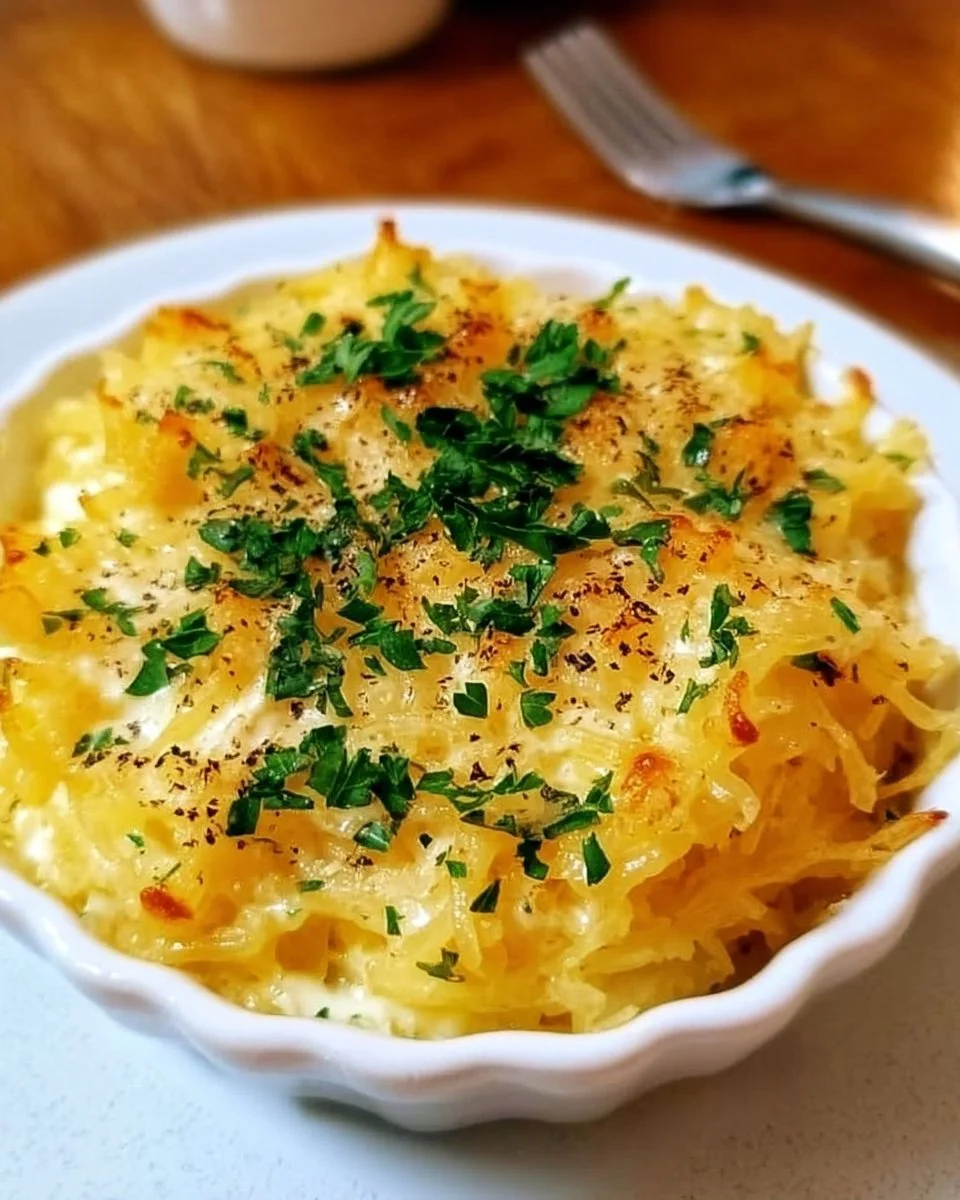 Gesunde Spaghetti-Kürbis Mac & Cheese in einer Schüssel serviert
