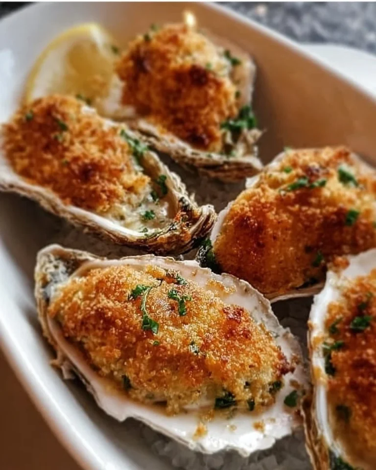 Goldene gebackene Austern frisch zubereitet auf einem Teller
