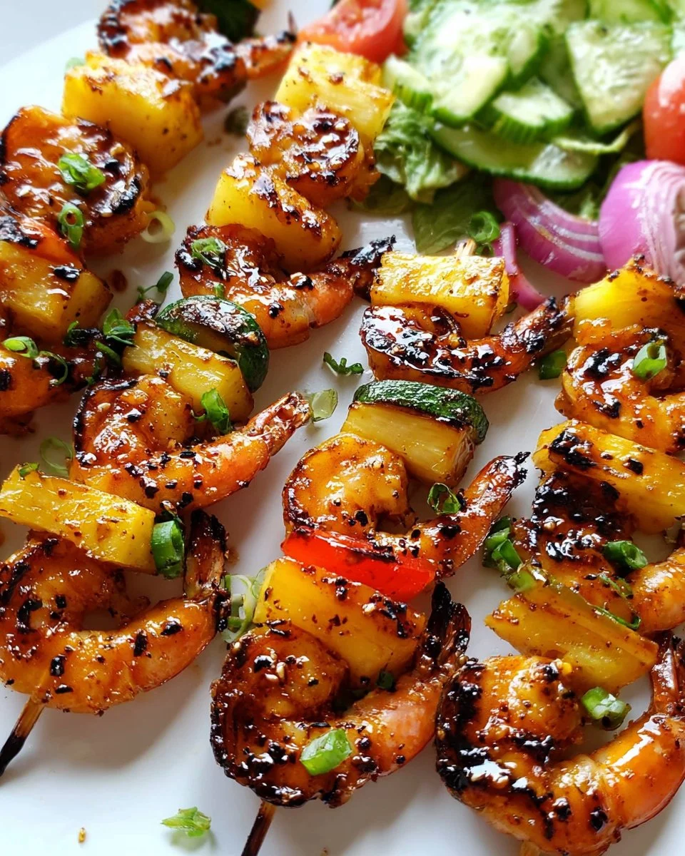 Hawaiianische Garnelen-Kabobs