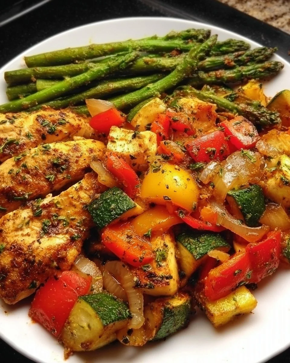 Hühnchen und Gemüse Pfanne