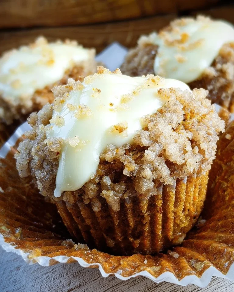 Leckere Karottenkuchen Muffins auf einem Tisch dekoriert mit Karotten