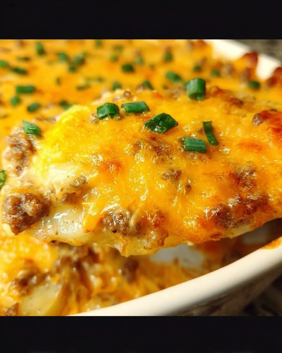 Herzhafter Käse-Hackfleisch-Kartoffelauflauf aus dem Ofen