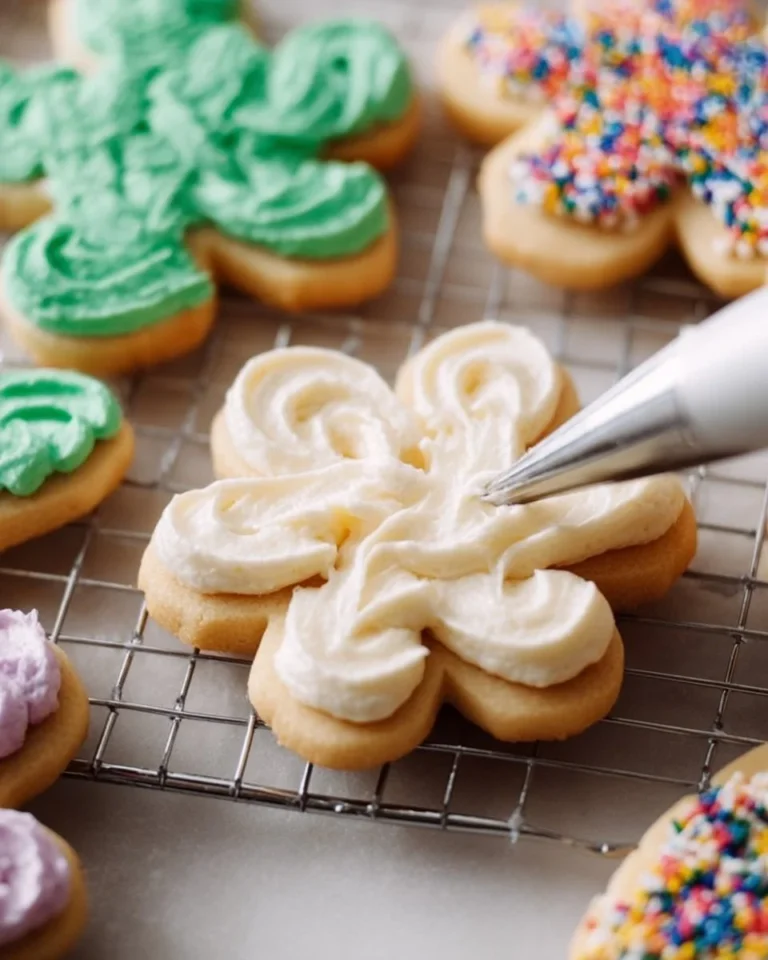 Kekse dekorieren mit Buttercreme, bunte Buttercreme-Dekorationen auf Keksen