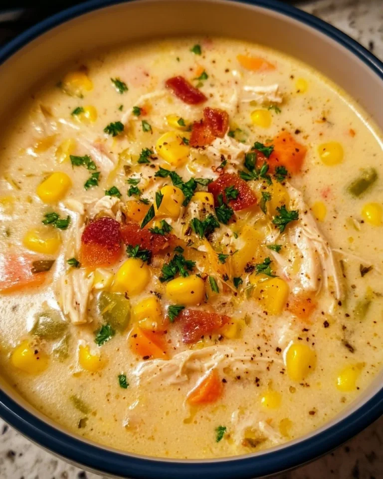 Hühnchen-Mais-Cremesuppe zubereitet mit einer Küchenmaschine