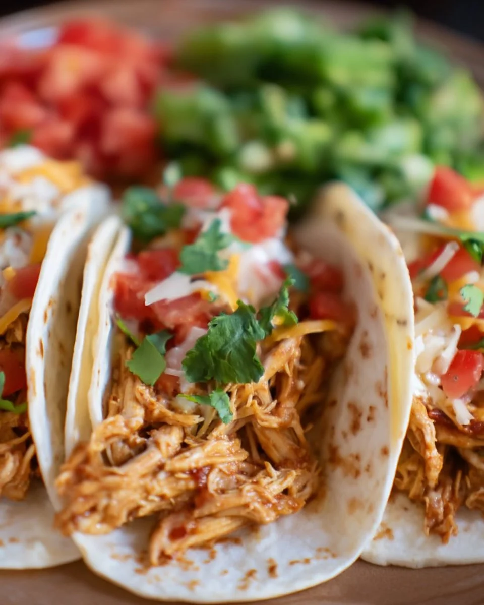 Langsame-Kocher Queso-Hühnchen-Tacos
