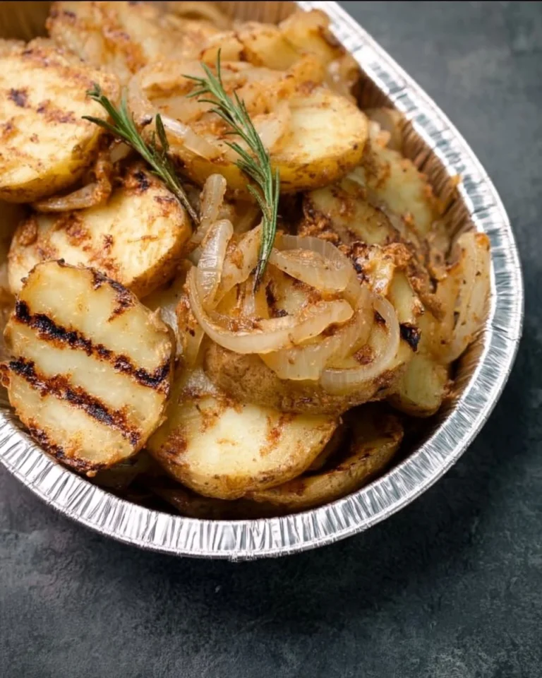 Leckere gegrillte Kartoffeln auf dem Grill serviert
